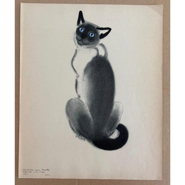 Up for sale is this vintage print from a 1943 collection by acclaimed illustrator Clare Turlay Newberry. It is matted in a...
