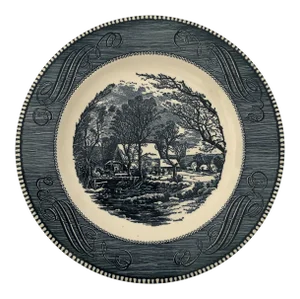 Currier & Ives (11) Dinner Plates Blue/White 10” Dia