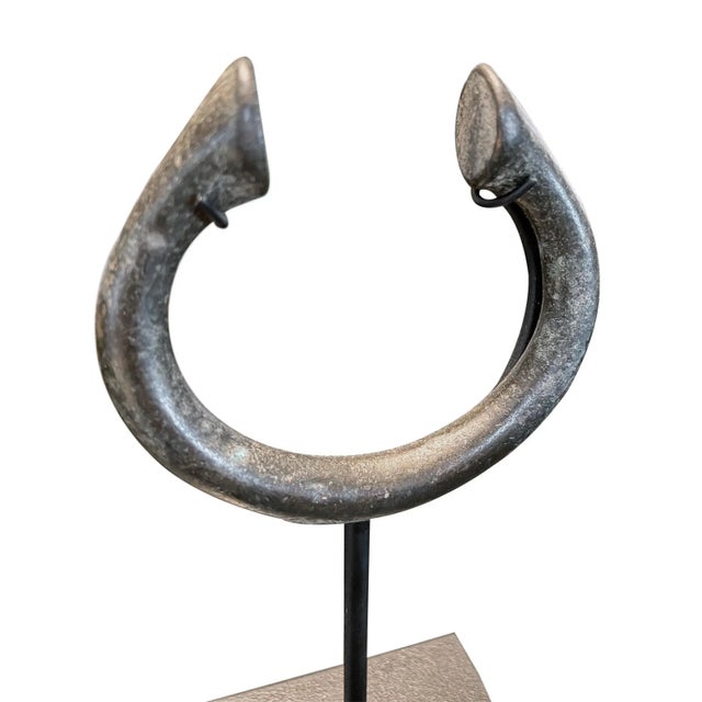 Modern Antique African Bronze Manilla Mounted Currency Forms- a Set of 3 For Sale - Image 3 of 8