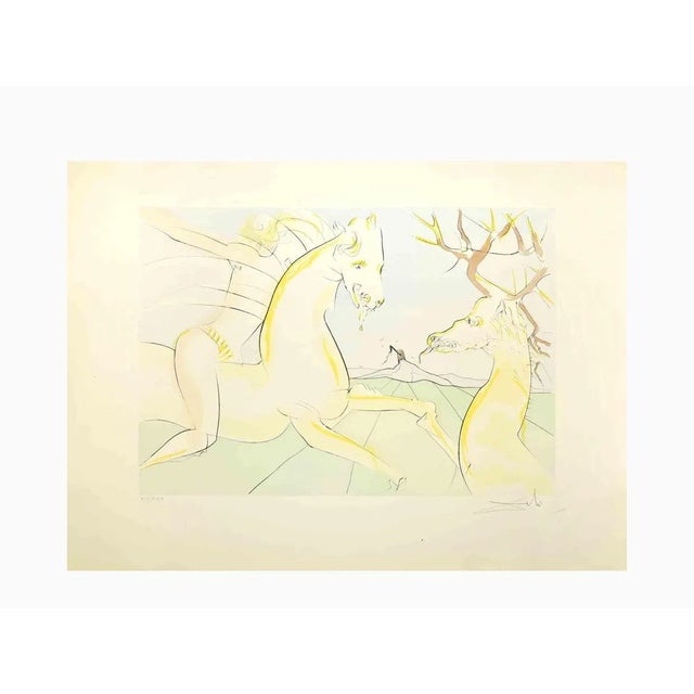 Modern Salvador Dalí, The Horse that Wanted Revenge on the Stag, Etching, 1974 For Sale - Image 3 of 3