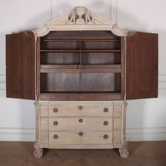 Wood Dutch Linen Cabinet in Bleached Oak For Sale - Image 7 of 12
