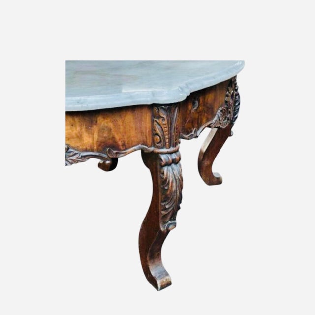 Stone 1950s Small French Carved Marble Top Coffee Table For Sale - Image 7 of 8