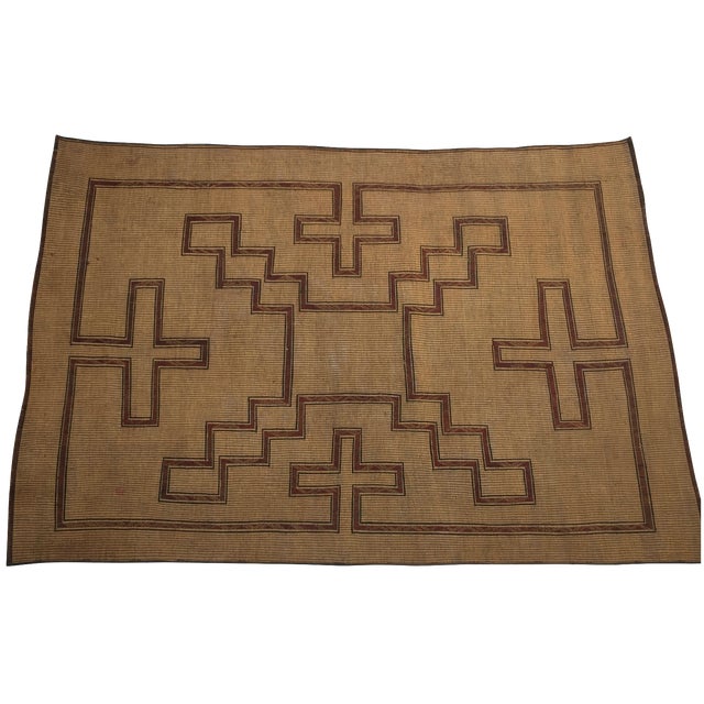 African Tuareg Reed & Leather Mat Chairish