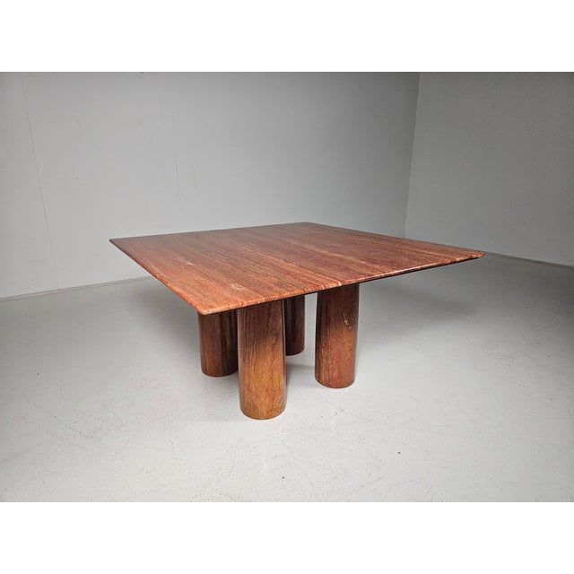 Mid-Century Modern Red Travertine Dining Table by Afra & Tobia Scarpa for Cassina, Italy, 1970 For Sale - Image 3 of 9