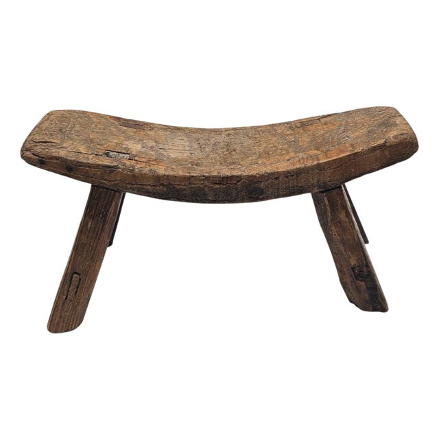 Antique Asian Takamakura Wooden Headrest Pillow in Rustic Elm, Chinese or Japanese Origin For Sale