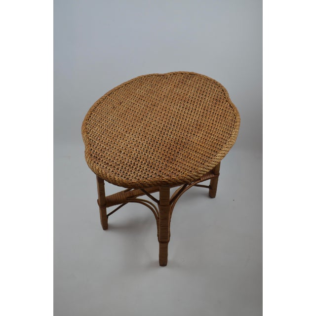 Mid-Century Free-Form Wicker and Rattan Side Table, 1960s For Sale - Image 11 of 17
