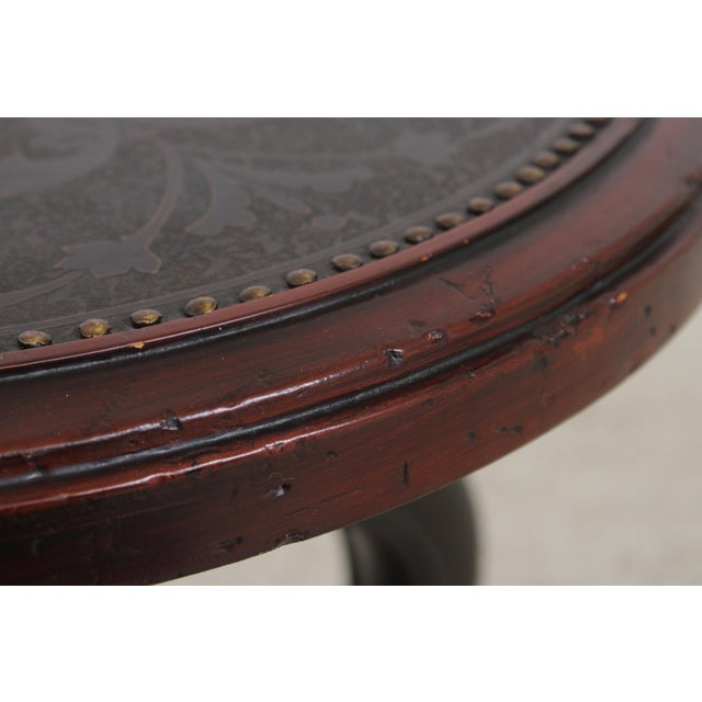 Maitland - Smith Maitland Smith Mahogany and Metal Round End Table For Sale - Image 4 of 13