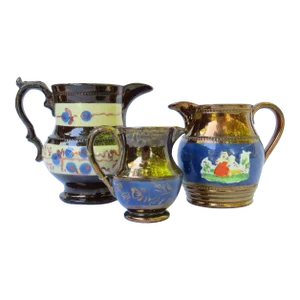 1830s English Copper Lustreware, Set of 3
