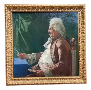 Giuseppe Puricelli, The Card Player, Oil on Canvas, Framed