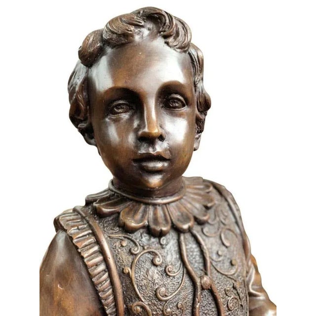 Metal Large Bronze Elizabethan Page Boy Fountain Statues, 20th Century, Set of 2 For Sale - Image 7 of 14