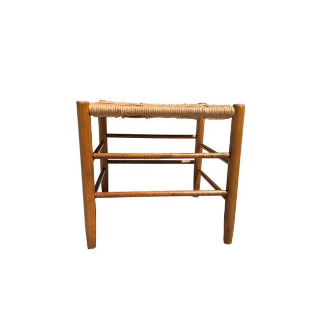 1960s 1960s Maple Short Stool With Woven Rush Seat For Sale - Image 5 of 7