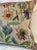 Tan Large Bolster Pillow Decorated With a Delicate Water Color Look Floral Pattern of Rich Blues, Pinks and Yellows - Made in the U K For Sale - Image 8 of 12