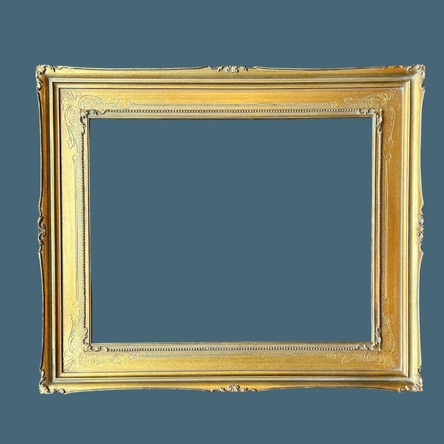 Elegant Gold Picture Frame in an Art Nouveau style. Custom made for our store in Mexico in the 1980s. It has a lovely 3.25...