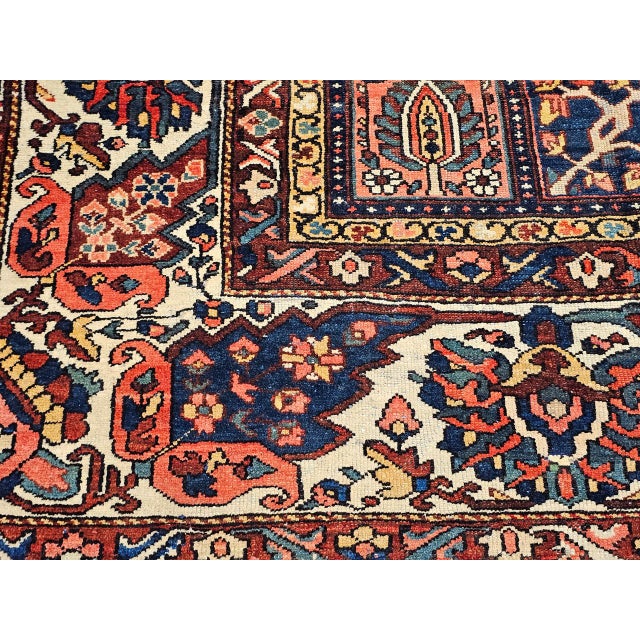 Vintage Oversized Persian Bakhtiari Rug, Hand-Knotted wool, Garden Panel Pattern, Burgundy & Blue, 11x14 For Sale In Chicago - Image 6 of 11