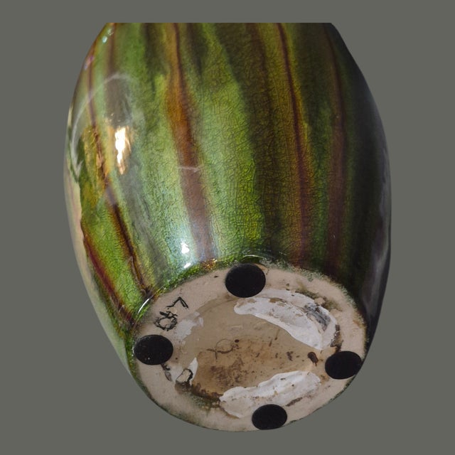 Mid-Century-Modern Earth Tone Glazed Pottery 16'' High Vase For Sale - Image 6 of 8