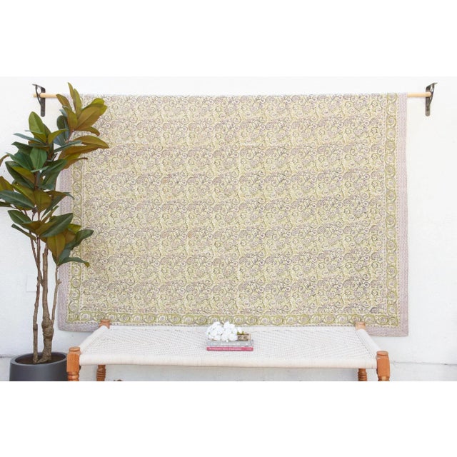 Oasis Bloom Indian Block Print Blanket For Sale In Los Angeles - Image 6 of 6