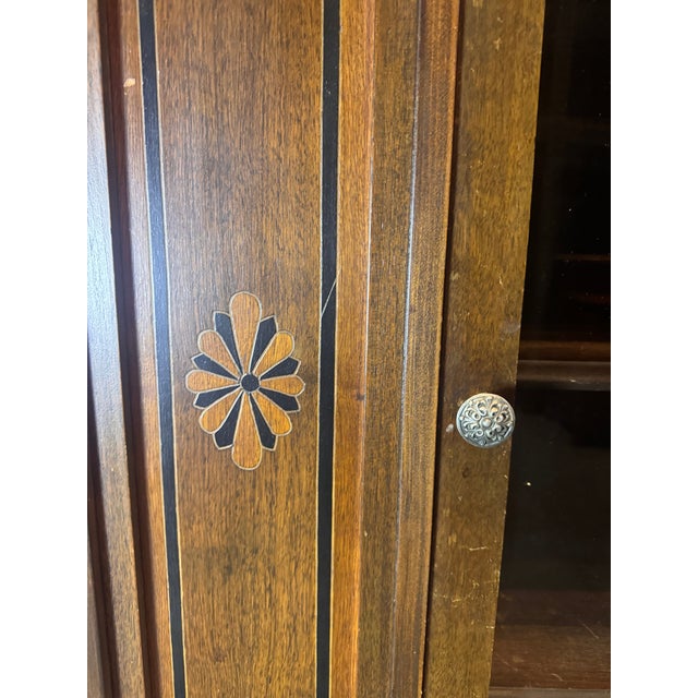 Antique Queen Anne Style Walnut Display Cabinet Bookcase Curio, C. 1920s For Sale - Image 13 of 13