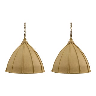 Currey & Co. Transitional Cream Iron Fenchurch Pendants Pair For Sale