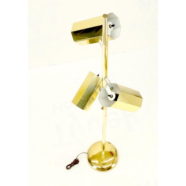 Adjustable Hexagon Cylinder Shades Three Way Brass Floor Lamp Sonneman For Sale - Image 9 of 11