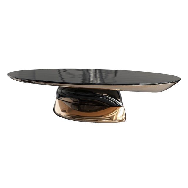 Art Deco "Modena" Coffee Table With Bronze and Stainless Steel For Sale - Image 3 of 8