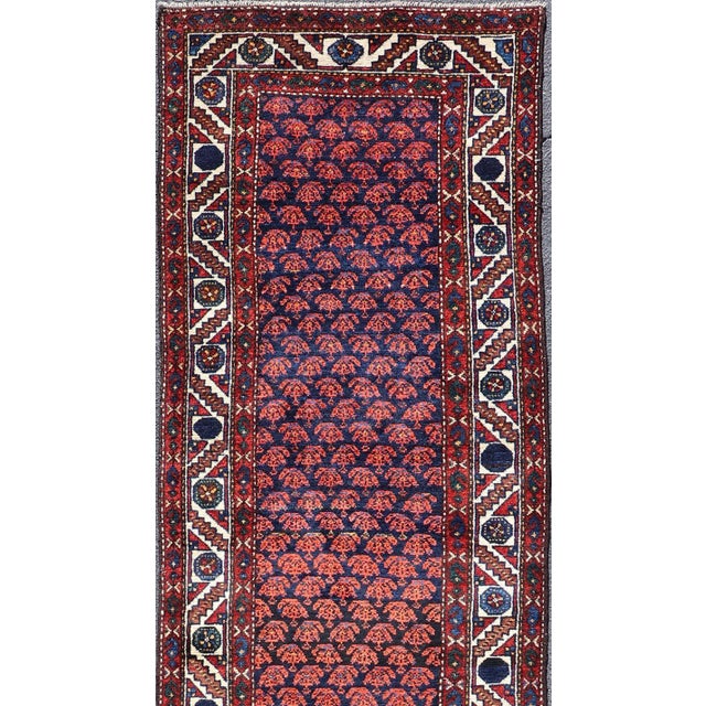 Antique Hamadan Runner Rug with All-Over Floral Design and Geometric Border – Keivan Woven Arts Rug AVI-1102, Country of...
