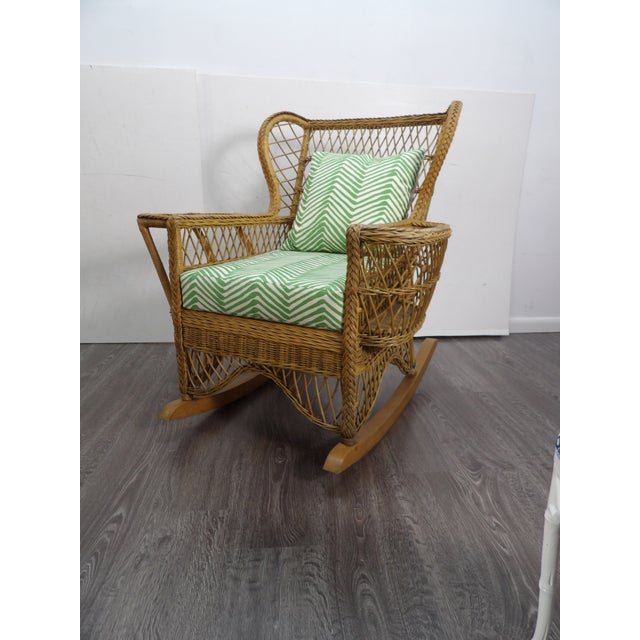 Vintage Henri Link Wicker Rocking Chair With Magazine Rack Chairish