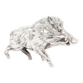 Vintage Sterling Silver Figural Boar Figurine For Sale
