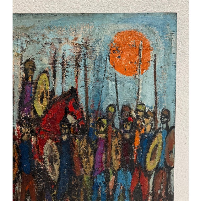 Nissan Engel, Mod French Oil Painting Semi Abstract Colorful Composition Israeli Nissan Engel, c.1950's-1960's For Sale - Image 9 of 11