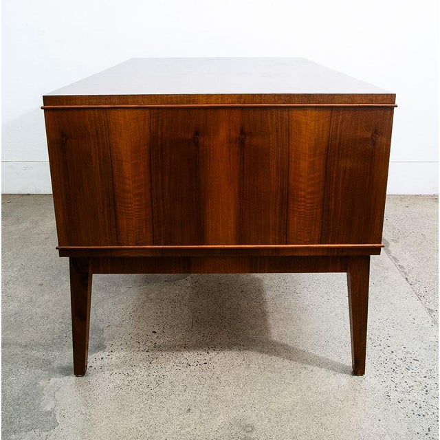 1960s Mid Century Danish Modern Desk Executive Walnut 7 Drawer Locking Cabinet Wood Nm For Sale - Image 4 of 12