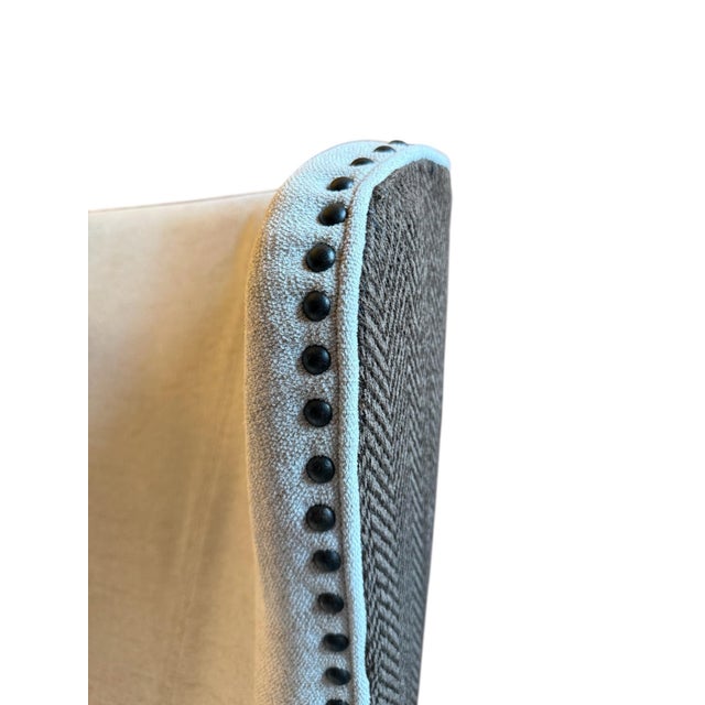 2020s High Wingback Chair With Nailhead Trim For Sale - Image 5 of 5