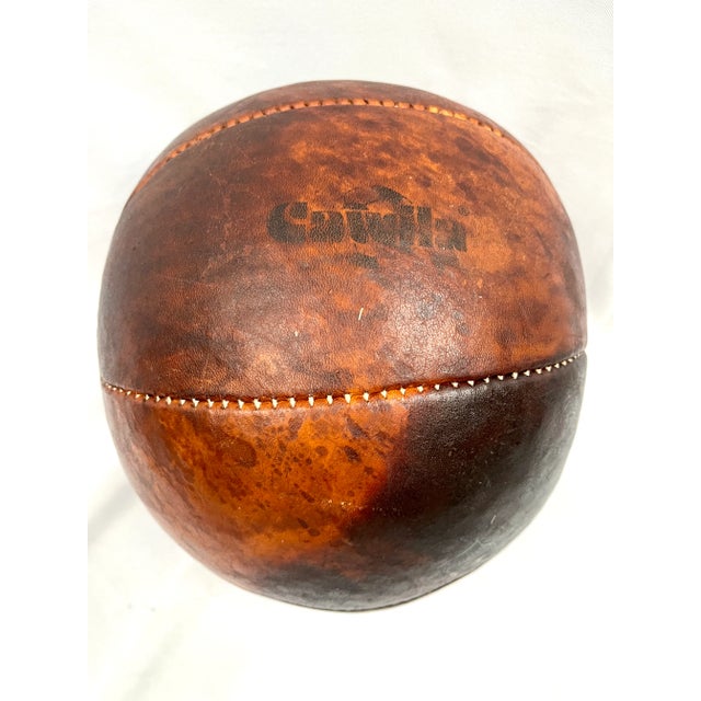 Vintage German Leather Medicine Ball For Sale - Image 9 of 9