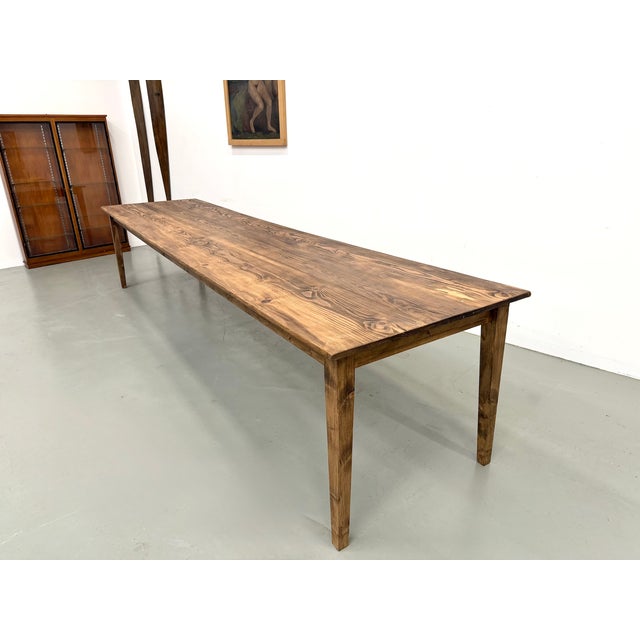 Large Pine Farmhouse Table with Spindle Legs, 1950s For Sale - Image 4 of 18