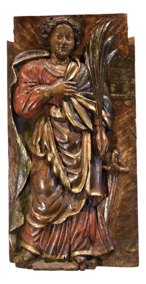 French School Artist, High Relief of Saint Barbara, 1500s-1600s, Oak