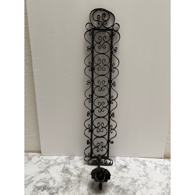 Gothic Mid-Century Vintage Gothic Iron Wall Sconces Candle Holder For Sale - Image 3 of 7