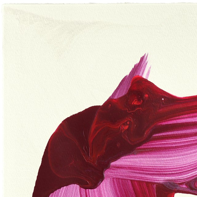 Avp_1618 - Original Abstract Deep Magenta Tone Contemporary Painting on Paper by Alex Voinea For Sale - Image 4 of 9