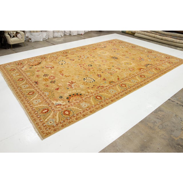Contemporary Oversized Contemporary Tan Floral Oushak Style Wool Rug For Sale - Image 3 of 9