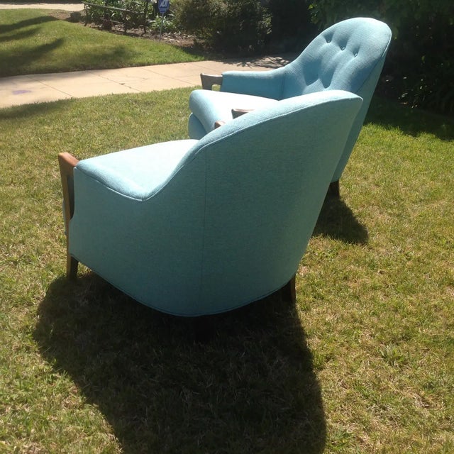 1960s Mid Century Modern Baby Blue Lounge Chairs - Pair For Sale - Image 5 of 7