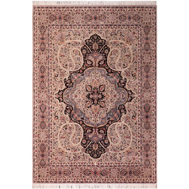 Elegant 1990's Pak-Persian Taupe/Black Wool Rug - 8'1'' X 10'1'' For Sale - Image 9 of 9