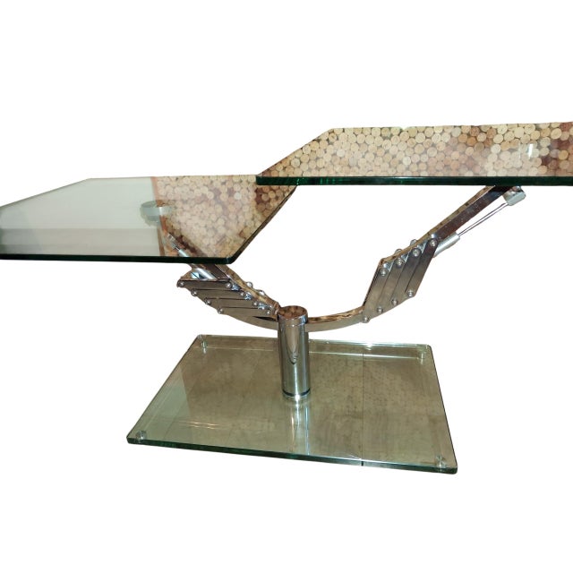 Experience Motion in Design With This Vintage Italian Mechanical Mod Glass Top Extending 2 Arm Cocktail Table For Sale - Image 10 of 12
