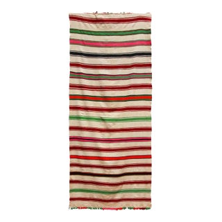 1960s Moroccan Berber Kilim Rug, Multicolor Stripes, 5'11" × 13'5" For Sale