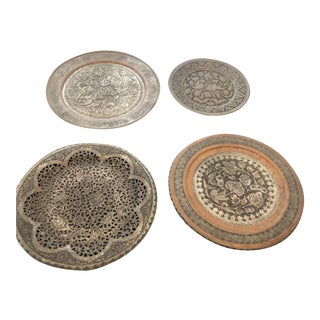 1960s Middle Eastern Silver Wall Trays - Set of 4 For Sale