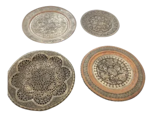 1960s Middle Eastern Silver Wall Trays - Set of 4