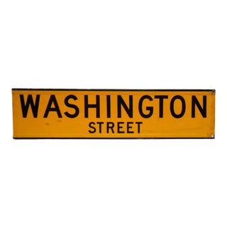 1960s New York City Yellow Reflective Street Sign "Washington Street" West Village For Sale