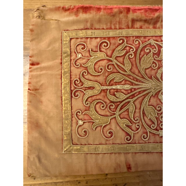 Italian Mid 19th Century Italian Embroidered Pillow For Sale - Image 3 of 8