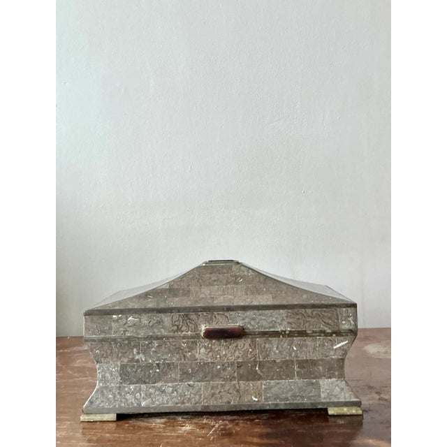 Mid-Century Modern Vintage Boho Tessellated Stone Box For Sale - Image 3 of 12