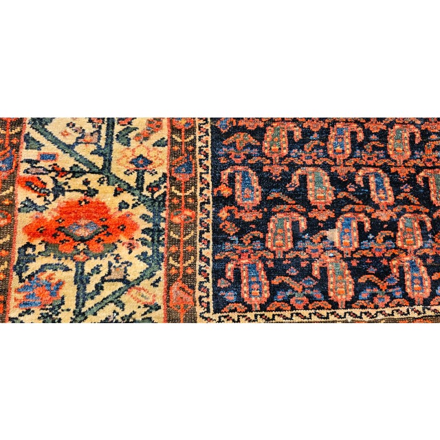 19th Century Persian Kurdish Gallery Rug, Hand-Knotted Wool, All-Over Paisley & Poppy Pattern, Navy & Ivory, 5x10 For Sale - Image 15 of 18