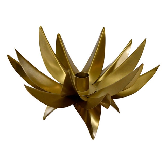 2020s Matthew Izzo Home Sparky Antique Brass Palm Tree Taper Candle Holder For Sale - Image 5 of 7