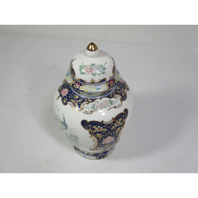 Vintage Asahi Porcelain Peacock Temple Jar For Sale - Image 4 of 10