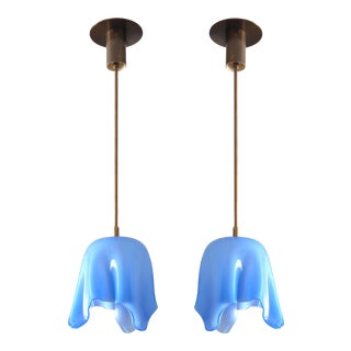 Venini Handkerchief Pendant Lamps, Italy 1960s - a Pair For Sale
