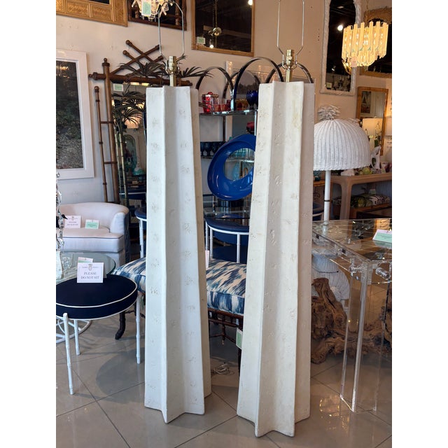 Michael Taylor Monumental Pair 1970s Plaster Stone Floor Lamps Newly Wired For Sale - Image 9 of 13